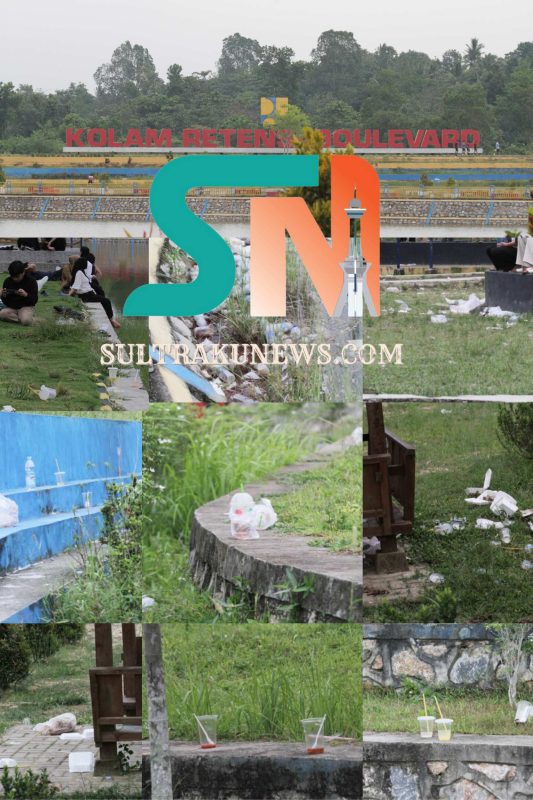 Kurangnya Kesadaran Pengunjung Mengakibatkan Sampah Menumpuk Dikolam Retensi