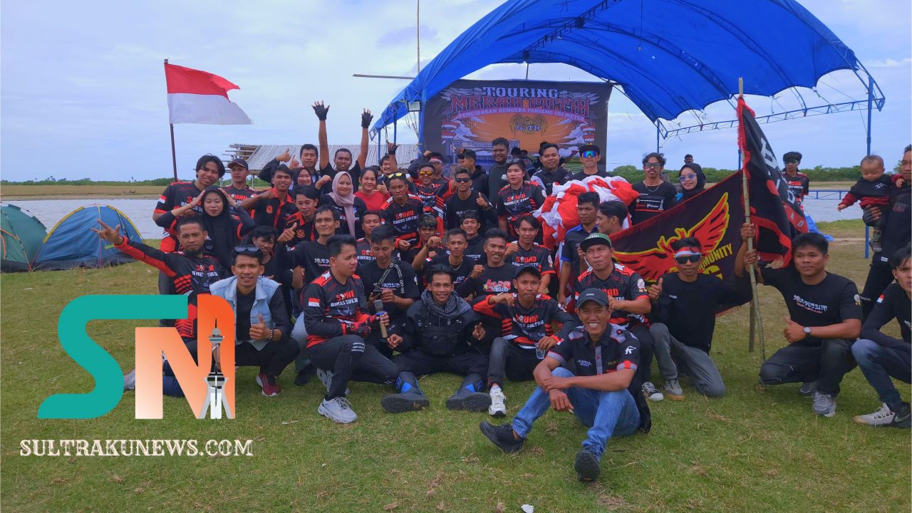 Ratusan Bikers Dari Puluhan Komunitas Motor Di Sulawesi Tenggara Merayakan HUT Republik Indonesia Ke 80 Dengan Mengibarkan Bendera Sepanjang 145 Meter