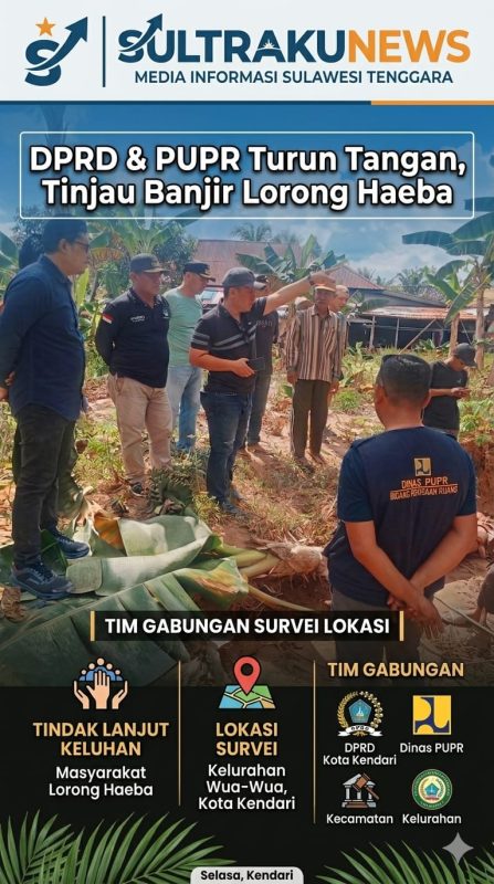 Atasi Banjir Menahun, Tim Gabungan PUPR, DPRD, dan Pemerintah Setempat Tinjau Drainase di Lorong Haeba Wua-Wua