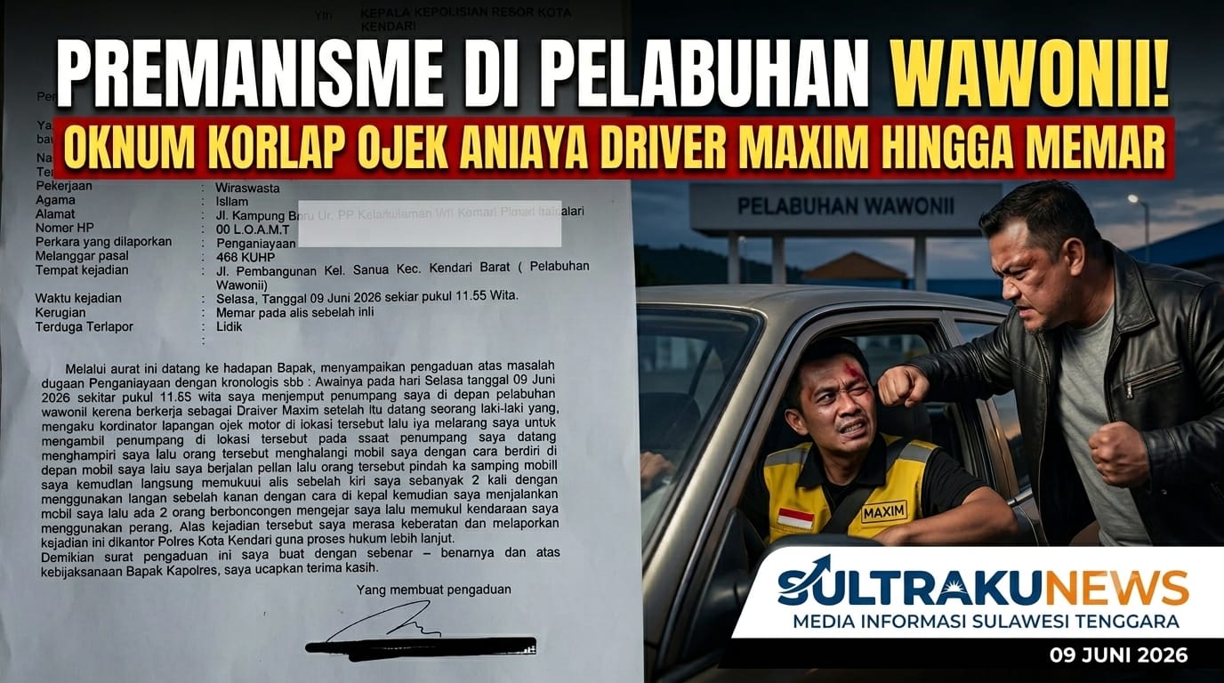 Diduga Larang Driver Online Ambil Penumpang, Oknum Mengaku Korlap Ojek Motor di Pelabuhan Wawonii Aniaya Korban