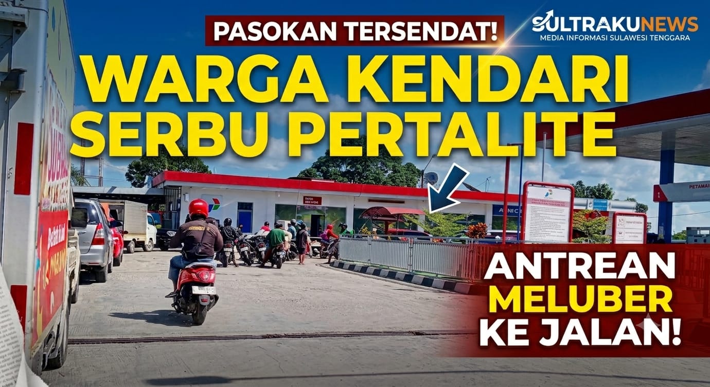Dampak Pasokan Tersendat, Warga Kendari Serbu Pertalite hingga Antrean Meluber ke Jalan Raya