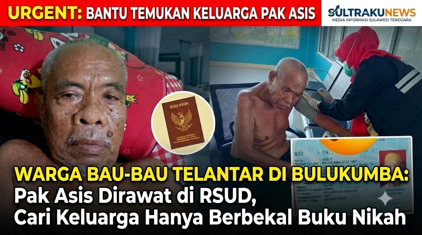 WARGA BAU-BAU TELANTAR DI BULUKUMBA: Pak Asis Dirawat di RSUD, Cari Keluarga Hanya Berbekal Buku Nikah