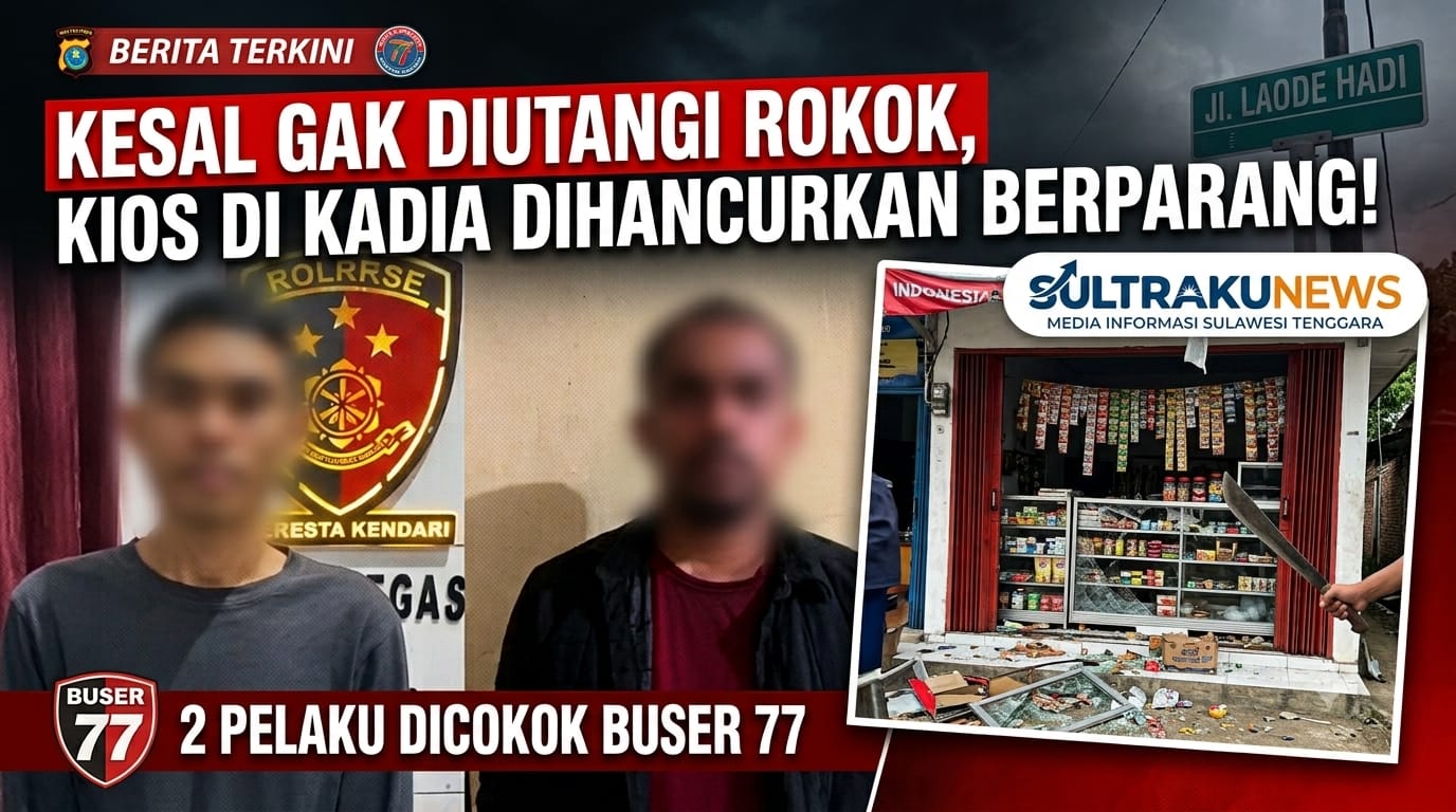 Kesal Tak Diberi Utang Rokok, Komplotan Berparang Hancurkan Kios di Kadia: 2 Pelaku Dicokok Buser 77
