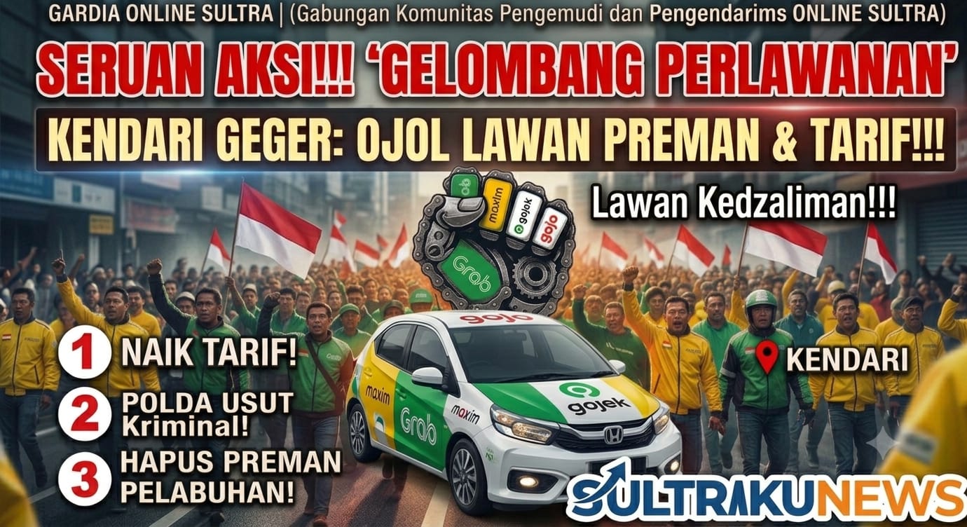 Seruan Aksi Garda Online Sultra: Gelombang Perlawanan Pengemudi Ojol Terhadap Premanisme dan Regulasi Tarif di Kendari