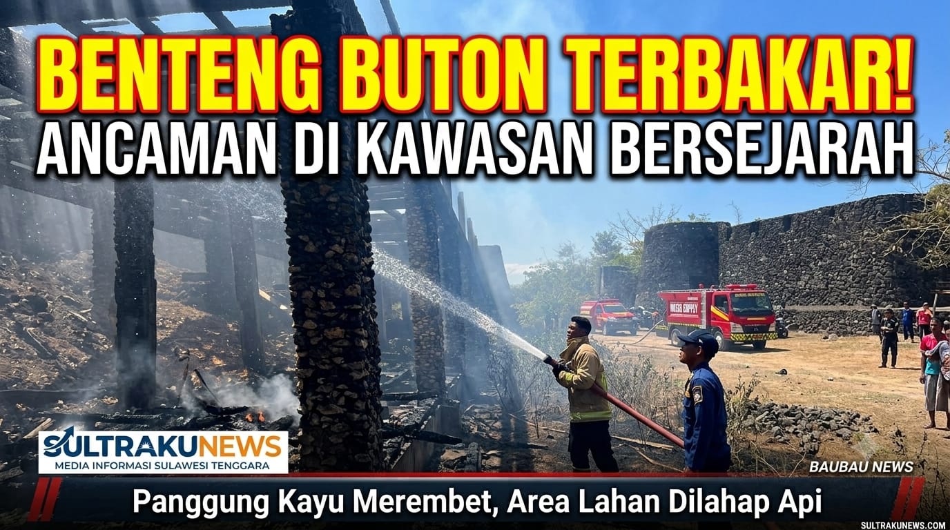 Ancaman di Kawasan Bersejarah: Lahan Benteng Keraton Buton Terbakar, Panggung Kayu Sempat Terbakar