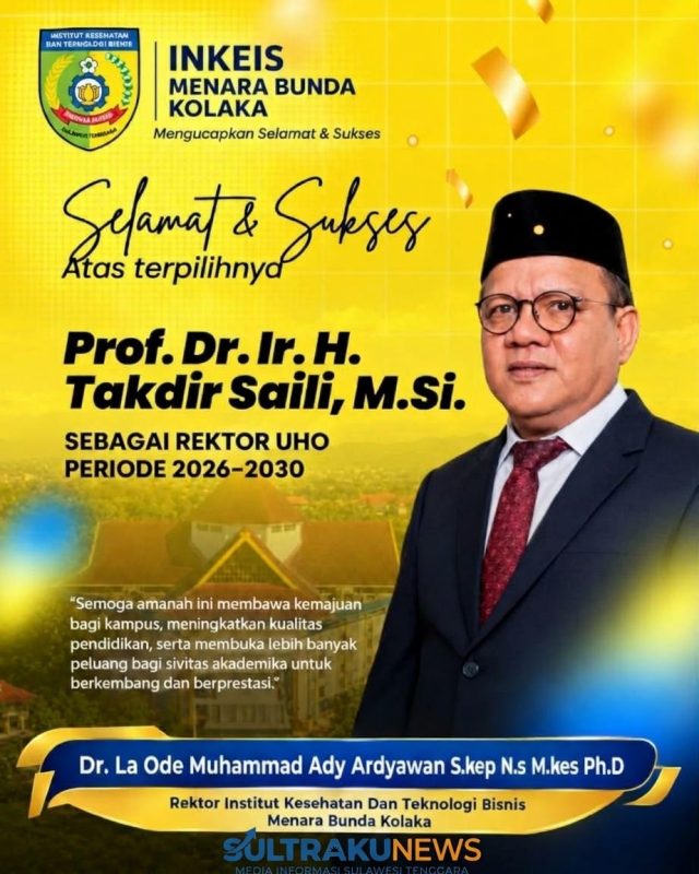 Prof. Dr. Ir. H. Takdir Saili, M.Si. Rasmi Terpilih Sebagai Rektor Universitas Halu Oleo (UHO) Periode 2026–2030